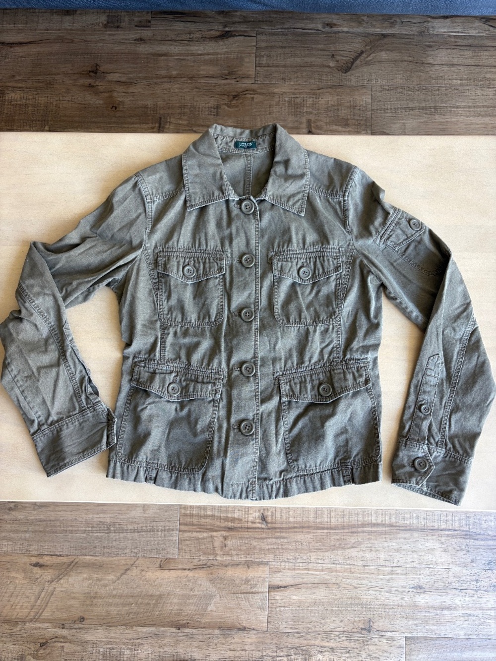 J. Crew Vintage Y2K Military Jacket Brown Green Size S